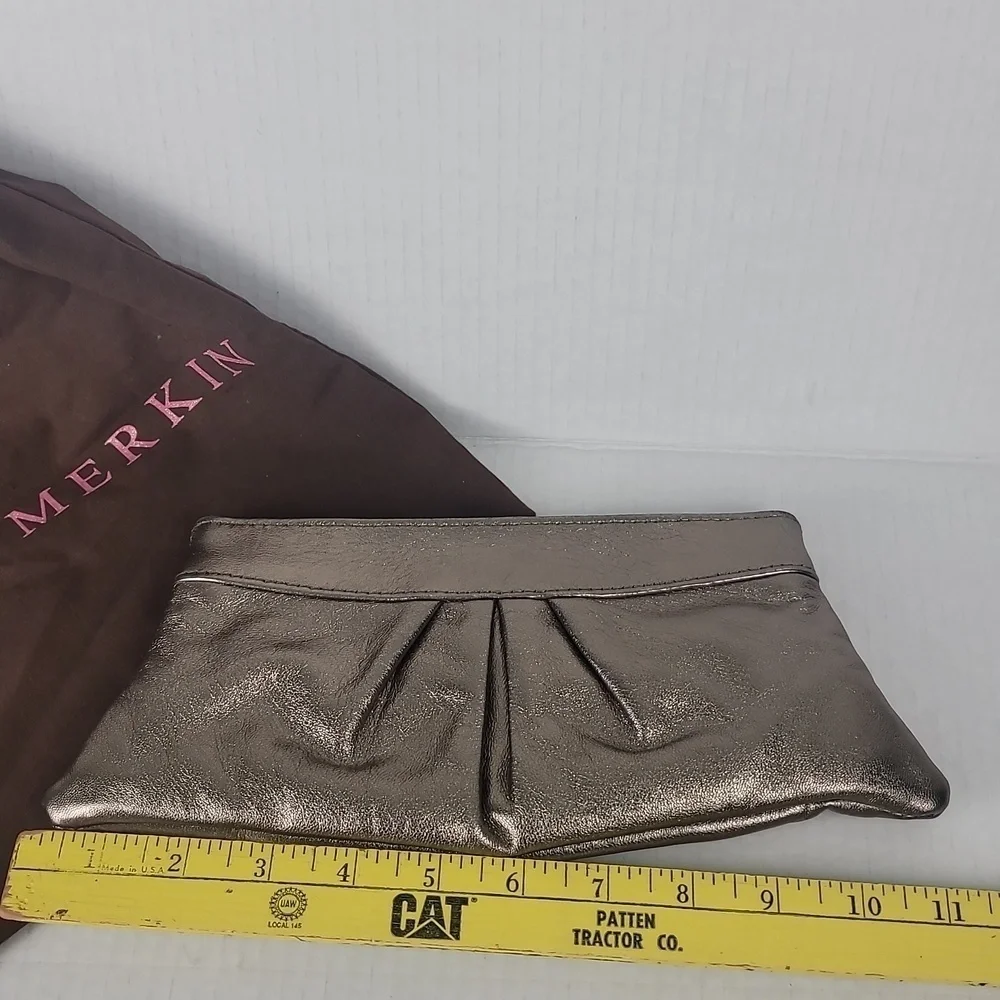 Lauren Merkin Bronze Leather Evening Clutch Wallet Bag
